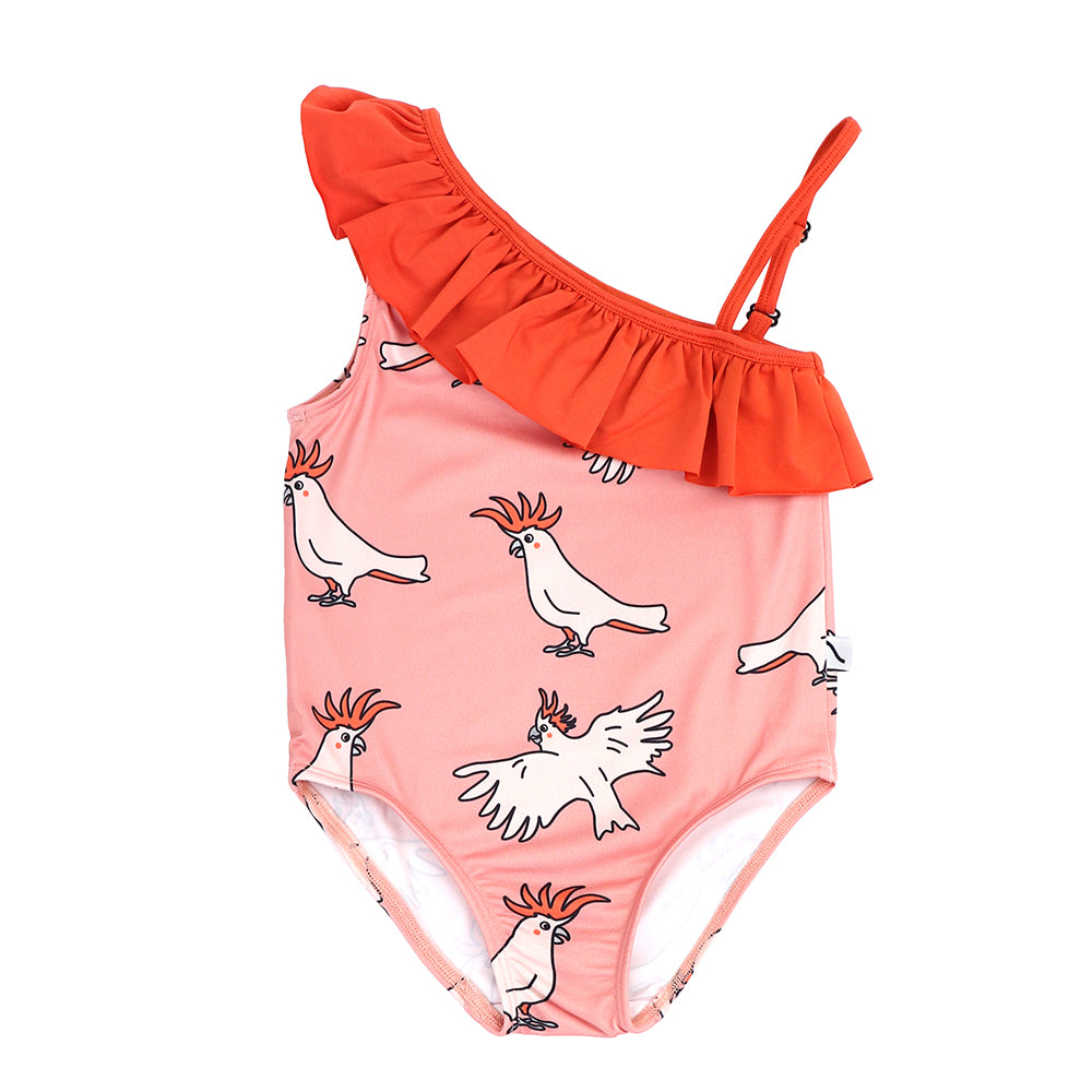 Parrot One Shoulder Swimsuit - LAST ONE 2-4 years