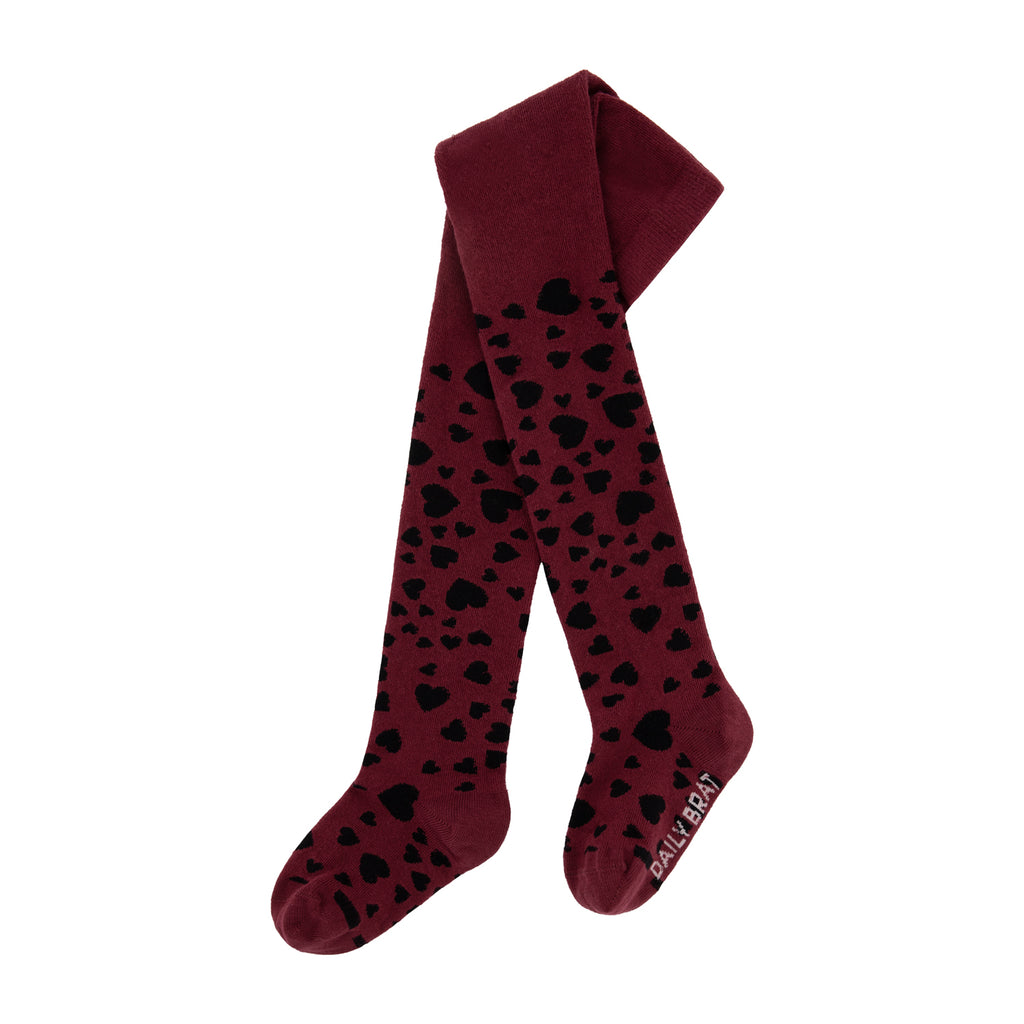 Maroon Heart Tights - ONLY 2 LEFT