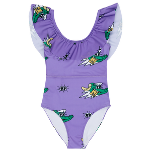 Golden Gator Frilly Swimsuit - LAST ONE 4-5 years