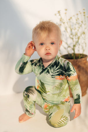 Tropical Green Palm Print Body - LAST ONE 6-12 months