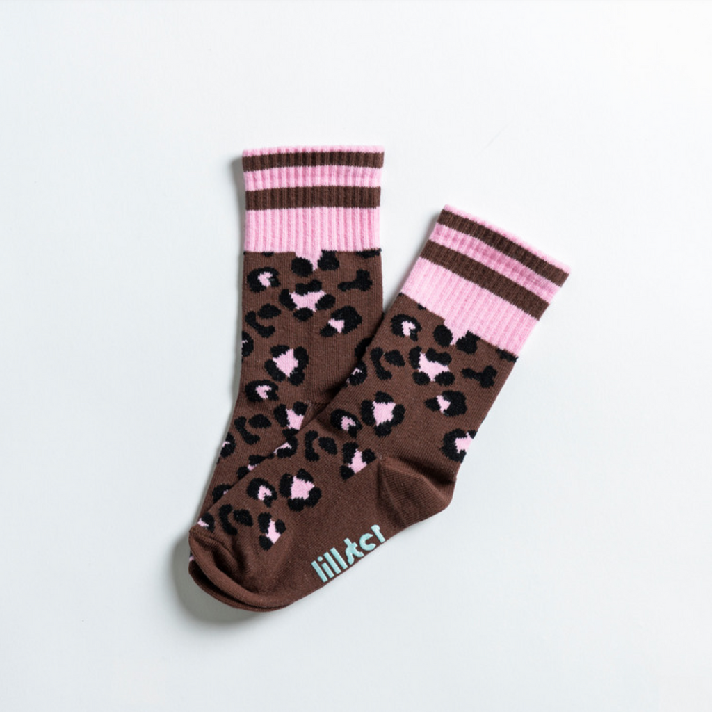Brown & Pink Leopard Socks
