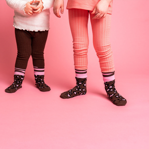Brown & Pink Leopard Socks