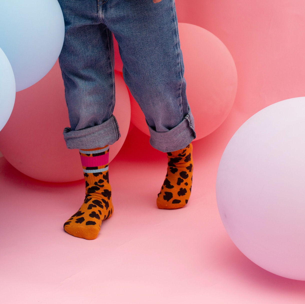 Pink & Blue Leopard Socks