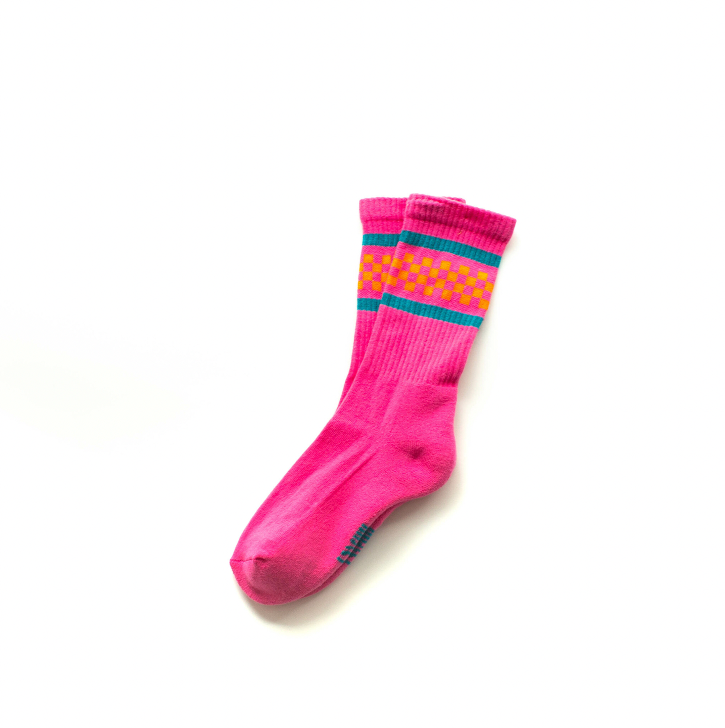 Pink & Orange Check Socks - LAST ONE 0-6 months