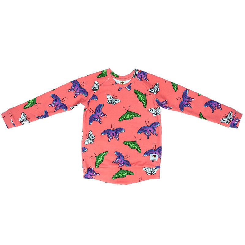 Coral Butterflies Sweatshirt - ONLY 2 LEFT